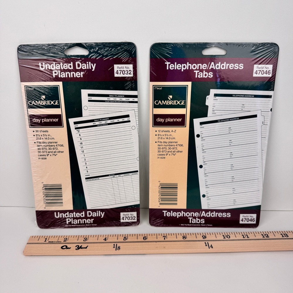 Vtg 92 Mead Cambridge Undated Daily Planner Telephone Address Refill Sheets READ
